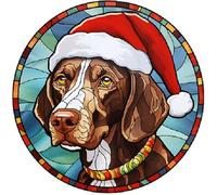 Dog Christmas Baubles Stained Glass Design, Great Tree Decoration, 6cm (German Shorthair Pointer) Other Breeds. (Acrylic Bauble, not made from stained glass) Great Secret Santa Gift Available