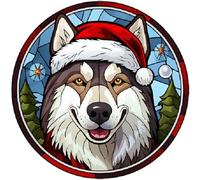 Dog Christmas Baubles Stained Glass Design, Great Tree Decoration, 6cm (Husky) Other Breeds Available. (Acrylic Bauble, not made from stained glass) Great Secret Santa Gift