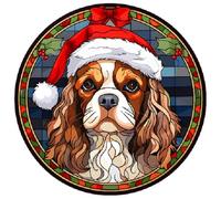 Dog Christmas Baubles Stained Glass Design, Great Tree Decoration, 6cm (King Charles Cavalier) Other Breeds Available. (Acrylic Bauble, not made from stained glass) Great Secret Santa Gift