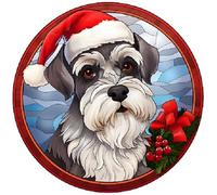 Dog Christmas Baubles Stained Glass Design, Great Tree Decoration, 6cm (Miniature Schnauzer) Other Breeds Available. (Acrylic Bauble, not made from stained glass) Great Secret Santa Gift