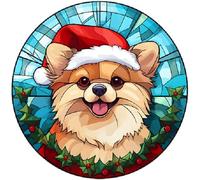 Dog Christmas Baubles Stained Glass Design, Great Tree Decoration, 6cm (Pomeranian) Other Breeds Available. (Acrylic Bauble, not made from stained glass) Great Secret Santa Gift
