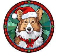 Dog Christmas Baubles Stained Glass Design, Great Tree Decoration, 6cm (Shetland Sheepdog) Other Breeds. (Acrylic Bauble, not made from stained glass) Great Secret Santa GiftAvailable