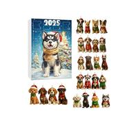 Dog Christmas Calendar, 24 Day 2D Acrylic Puppy Pendants for Holiday Tree, Decorative Design with Cute Style, Festive Countdown Ornaments for Thanksgiving, Home, Door, Window, School, 11.02x7.87in