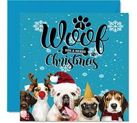 Dog Christmas Cards for Women Men - Doggy Christmas - Happy Xmas Card To All The Family Mum Dad Sister Brother Cousin Uncle Auntie, 145mm Single Pet Greeting Cards Gift