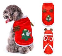 Dog Christmas Clothes Costume, Pet Clothes Soft Thickening Warm Pup Shirt Turtleneck Sweaters for Small Medium Large Dogs, Double Knitting Collar Puppy Clothes (Christmas Tree, Large (Pack of 1))