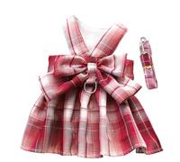 Dog Christmas Costume, Cute Plaid Dress Dog Christmas Outfit with Leash, Princess Spring Summer Puppy Bunny Rabbit Clothes Pet Costume Clothes Outfit