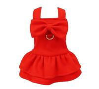 Dog Christmas Costume Puppy Dress 2024 Santa Pet Clothes Skirt Thermal Shirt Winter Coat Xmas Holiday Apparel Cute Girl Clothing Red Dresses Dog Outfit For Small Medium Dogs Cats Red M