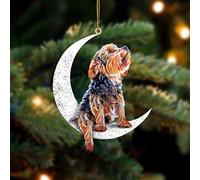 Dog Christmas Decorations,Acrylic Christmas Tree Decorations with Different Types of Dogs Sitting On The Moon,Creative Christmas Baubles Dog Christmas Ornaments for Xmas Tree Decor