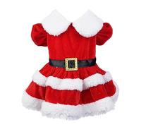 Dog Christmas Dress Costume Pet Santa Claus Clothes 2024 Puppy Winter Cold Weather Coat Holiday Outfit Kitty Clothing Red Skirt Apparel For Small Medium Dogs Cats Girl Red Xl