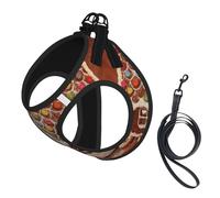 Dog Christmas Gingerbread Like Village House Printed Harness And Leash Set,Adjustable,Breathable Soft,Step-In Mesh Pet Vest Harness With Reflective Strip