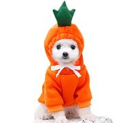 Dog Christmas Halloween Costumes,Dog Hoodies for Small Dogs Cats, Cat Puppy Outfits,Yorkie Chihuahua Pomeranian Clothes (X-Small, Orange-Carrot)