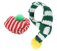Dog Christmas Hat and Scarf Set | Knitted Winter Outfit for Small Medium Large Dogs/Cats | Elastic Adjustable Headband, Machine Washable (S)