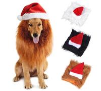 Dog Christmas Hat Festive Pet Santa Hat Classic Christmas Costume Lion Mane for Cat Dogs Soft Comfortable Adjustable Fit Holiday Accessory for Family Photos, Parties & Outdoor Strolls (Brown, M)