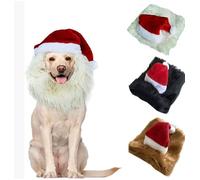 Dog Christmas Hat Festive Pet Santa Hat Classic Christmas Costume Lion Mane for Cat Dogs Soft Comfortable Adjustable Fit Holiday Accessory for Family Photos, Parties & Outdoor Strolls (White, L)