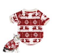 Dog Christmas Jumper - Blue Adorable Fawn Pattern, Comfortable Knitted Vest, Warm Plush Fabric, Stretchy for Holiday Clothing, Puppy, Cat, Dog, Outfit for Winter Parties and Holidays