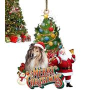 Dog Christmas Ornaments, Dog Ornament Hanging Ornament for Dog Christmas Tree and Santa Claus | 2D Flat Car Hanging Ornament, Holiday Decoration for Lovers
