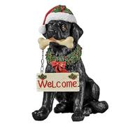 Dog Christmas Ornaments, Labrador Resin Statue in Santa Hat, Holiday Welcome Black Labrador, Home Holiday Decor, Pet Dog Lover Gifts for Patio, Garden, Porch, Bedroom, Living Room
