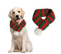 Dog Christmas Outfit - Knitted Red and Green Santa Scarf Bandana for Dogs and Cats (L)