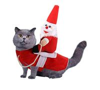 Dog Christmas Outfit Pet Christmas Costume Dog Cat Santa Claus Costumes Santa Claus Riding on Suit Dressing up Clothing for Small Large Dogs Cats Clothes Outfit (Red,S)