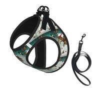 Dog Christmas Rabbit Bunny Printed Harness And Leash Set,Adjustable,Breathable Soft,Step-In Mesh Pet Vest Harness With Reflective Strip