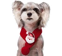Dog Christmas Scarf - Compact Knitted Holiday Neck Warmer for Festive Parties, Outdoor Walking with Soft Fit, Pet Bandana for Winter Celebrations, Red Green Knit Style