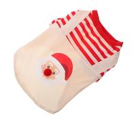 Dog Christmas Shirt Soft Santa Print Holiday Outfit for Dogs | Breathable Cloth, Machine Washable, Striped Suspender Style, Red Colour, Daily Wear and Holiday Activities