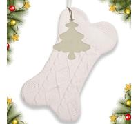 Dog Christmas Stocking with Double Side Knitted, Dual-Layer Lining Bone Christmas Stockings, Large 18 inch Pet Christmas Stockings, Knit Xmas Stockings for Dogs Cats Pets Decorations (White Bone)