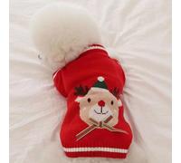Dog Christmas Sweater, Soft Stylish Red Cute Warm Puppy Clothes for Pomeranian for Autumn (M)