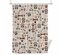 Dog Claws Shower Curtain for Bathroom, Dog Bones Love Vintage Texture Waterproof Cloth Fabric Bathroom Accessories Set with 12 Rust Proof Plastic Hooks, 36” x 78”