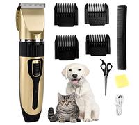 Dog Clippers, Cordless Dog Grooming Clippers Low Noise, Rechargeable Pet Hair Trimmer, Professional Dog Grooming Kit with 4 Comb Guides for Dogs Cats & Other Animals-Upgraded Version