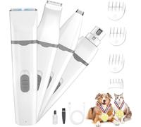 Joomouney Dog Clippers, Dog Grooming Clipper, Dogs Hair Clipper Grooming Kit with Nail Grinder, 4 in 1 Cordless Electric Trimmer Low Noise USB Pet Clippers for Cat, Paws, Eyes, Ears, Matted Hair
