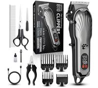 Dog Clippers Professional for Thick Hair, Pet Clippers for Dogs Cordless LED Display Low Noise Rechargeable Dog Trimmer with Grooming Nail Kits