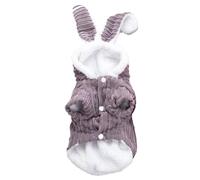 Dog Clothes Autumn and Winter Fleece Warm Corduroy Long-Eared Rabbit Bipod Teddy Bear Small Dog Pet Clothing (Grey,M)
