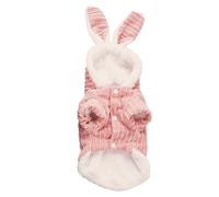 Dog Clothes Autumn and Winter Fleece Warm Corduroy Long-Eared Rabbit Bipod Teddy Bear Small Dog Pet Clothing (Pink,M)