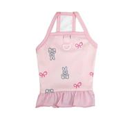 Dog Clothes, Bunny Print Ruffled Hem Pet Dress, Breathable Sleeveless Summer Dog Slip Dress for Small Dogs & Cats, Cute Princess Costume Outfit for Puppy Kitten, Pink Green (XS-XL) Pink S