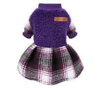 Dog Clothes for Small Dogs Girl Boy Dog Sweater Dress, Puppy Sweater Pet Clothes Shih Tzu Wedding Birthday Pink Plaid Dresses Holiday Festival Outfits (Purple, X-Small)