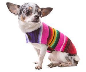 Dog Clothes - Handmade Dog Poncho - Cinco De Mayo Chihuahua Costume from Authentic Mexican Blanket (Pink, XXS)