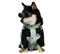 Dog Clothes Raincoat For Small Big Dogs Wind Coat Windbreaker French Bulldog Hoodie(Green,L(4.5-6kg))