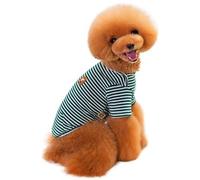 Dog Clothes Strips pullover short sleeve Puppy Small Doggie Casual Soft Touching For Bulldog Summer(Green,S)