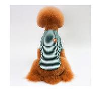 Dog Clothes Strips pullover short sleeve Puppy Small Doggie Casual Soft Touching For Bulldog Summer(Green,2XL)