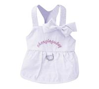 Dog Clothes Summer Dog Wedding Party Dress Striped Drawstring Buckle Dog Sundress with Bow for Small Medium Dogs Cats Girls Summer