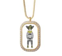 Dog Clothes Watercolor Lovely Illustration Necklace Pendant Diamond Crystal Golden Jewelry