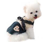 Dog Clothing, Fleece Lined Pet Clothing with Harness, Puppy Jacket with Opening on the Back, for Small and Medium Dogs in Autumn for Outdoor Activities