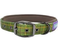 DOG & Co Country Check Padded Collar, Medium, Green