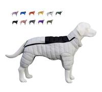 Dog Coat Dog Warm Jacket, 4 Legs Covered Waterproof Windproof Reflective Warm Dog Vest, Zippered Adjustable Outdoor Dog Snow Jacket for Small Medium Large Dogs Off white XXL