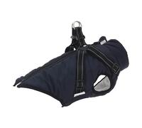 Dog Coat Navy Blue L28 Waterproof Fleece Lined With Built-in Adjustable Harness