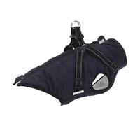 Dog Coat Navy Blue L36 Polyester Fleece Waterproof Harness Reflective Zip Cozy