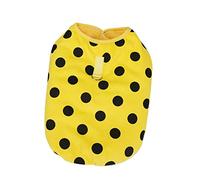 Dog Coat Polka Dot Printed Thermal Cotton Puppy Jacket with Leash Attachment (Medium, Yellow)