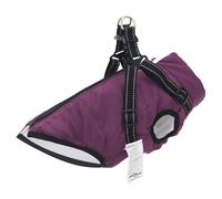 Dog Coat Purple L36 Polyester Fleece Waterproof Adjustable Harness Reflective.