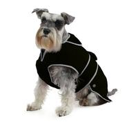 Ancol Muddy Paws All Weather Stormguard Dog Puppy Coat Black - Waterproof Pet Jacket with Fleece Lining and Chest Protector - Elasticated Neck and Leg Straps - 30 cm Length up to 52 cm Girth - Small